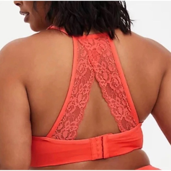Torrid Lace Back Bright Coral Bralette NWT SIZE 2 (18/20) - Picture 3 of 12